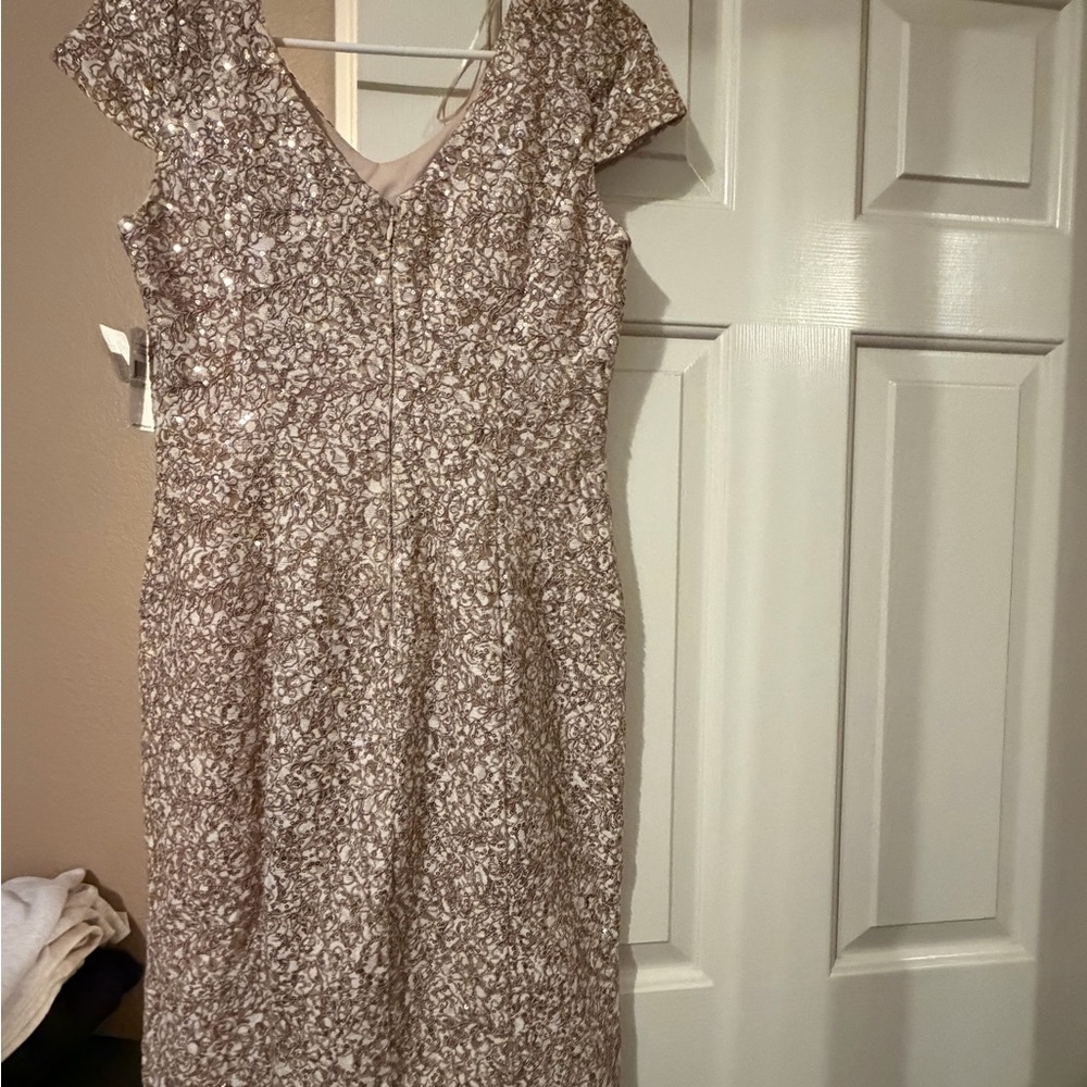 Alex Evenings Rose Gold Lace Midi Dress